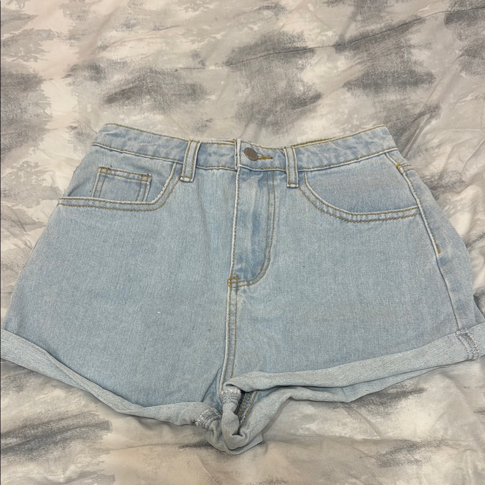SHEIN Blue Jean Shorts High-Waisted Distressed